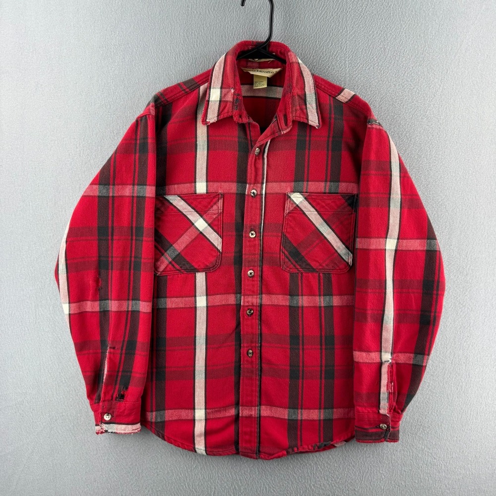 Vintage Big Mac St Johns Bay Flannel Mens Medium Tall Red Cotton Made in USA 90s